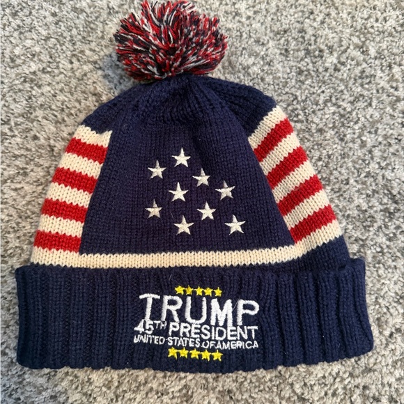 Navy TRUMP American Flag Knit Beanie - Picture 2 of 3